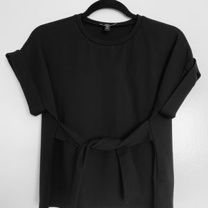 Express Tie Front Tops, XXS Petite, Black